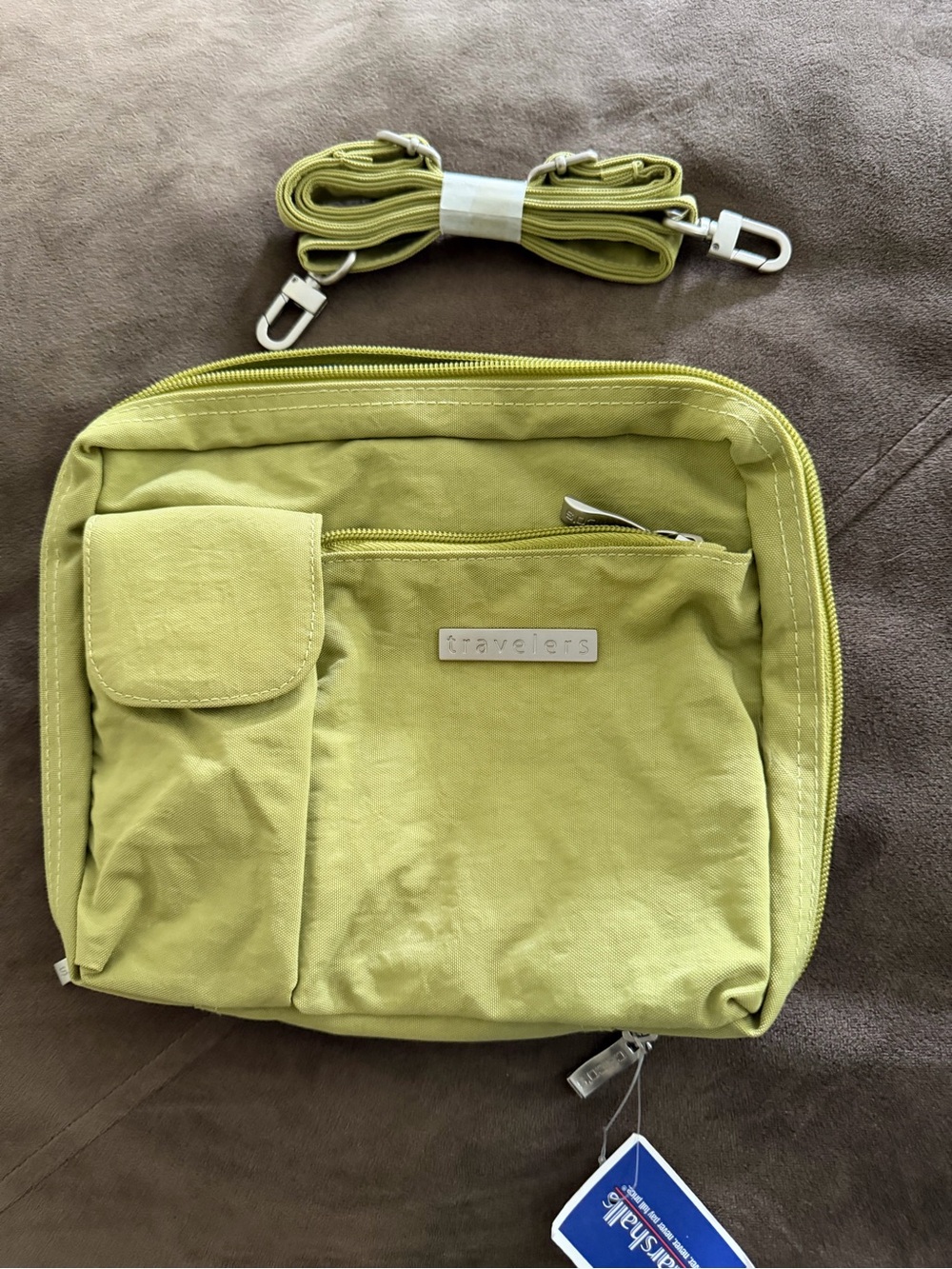 Travelers Lime Green Crossbody Bag with Adjustable Strap - Picture 1 of 9